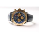 BREITLING CHRONOMAT 44 GMT REFERENCE CB0420 2014 WITH TRAVEL BOX AND PAPERS, circular blue dial,
