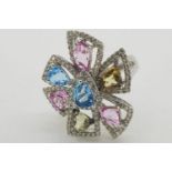 Multi Topaz & Diamond Dress Ring, total approximate diamond weight 0.84ct