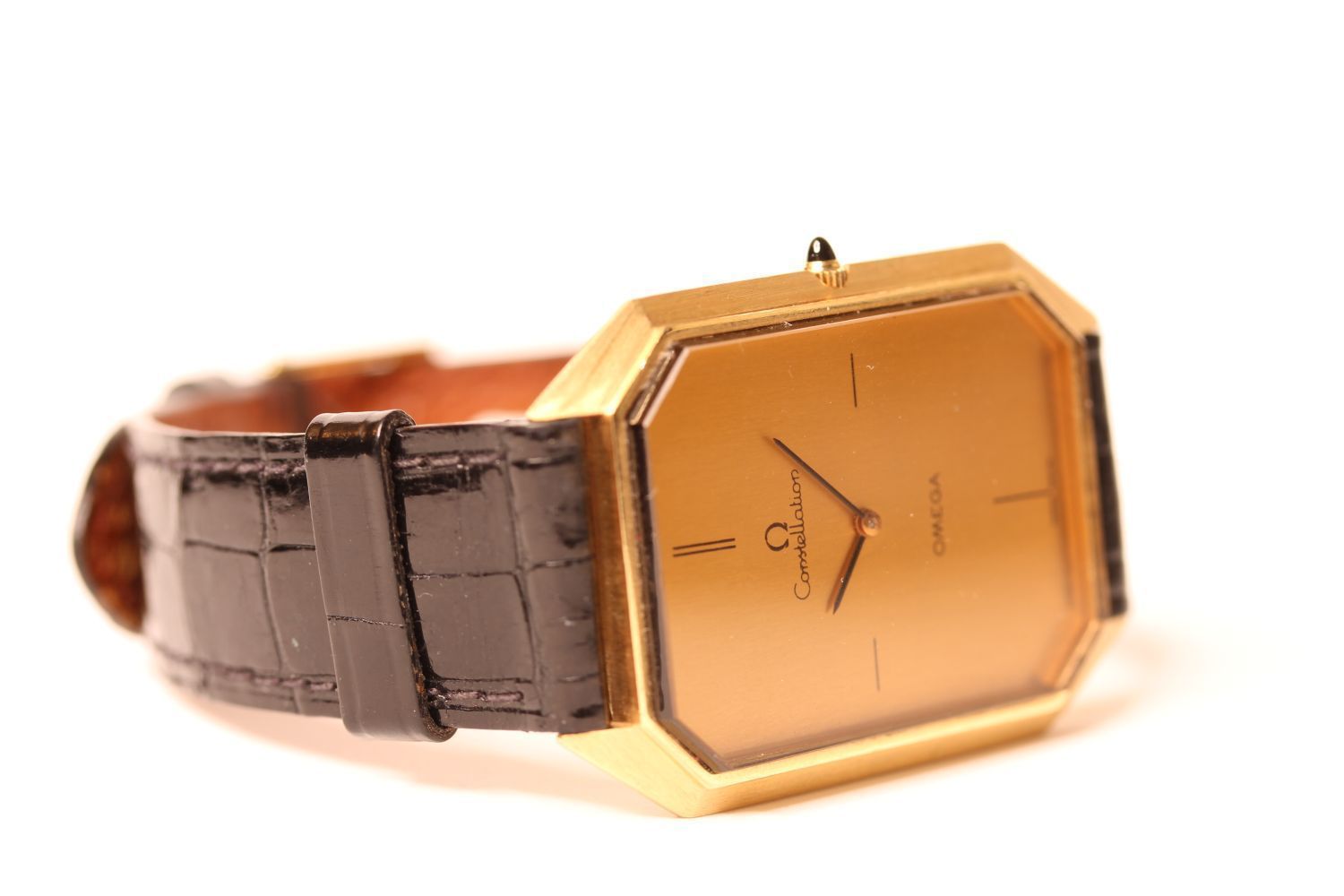 GENTLEMENS OMEGA CONSTELLATION OVERSIZE WRISTWATCH, champagne dial with a raised glass, 30mm case, - Image 3 of 3