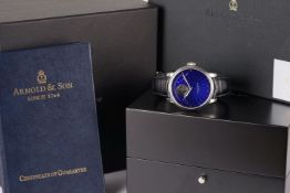 GENTLEMENS ARNOLD & SONS LIMITED EDITION PERPETUAL MOONPHASE WRISTWATCH W/ BOX BOOKLET &