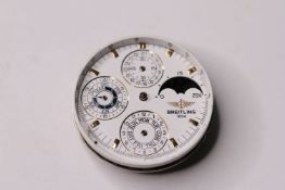 BREITLING QUANTIEME PERPETUAL 37 JEWEL, LEAP YEAR CHRONOGRAPH MOON PHASE, DIAL, MOVEMENT, BEZEL,