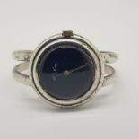 ROY KING 925 STERLING SILVER BANGLE WATCH CIRCA 1974, circular black dial, 31mm sterling silver case