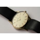 VINTAGE JAEGER LE COULTRE 18CT GOLD "ELIPSE", gold oval dial with baton hour markers, 37mm 18ct gold