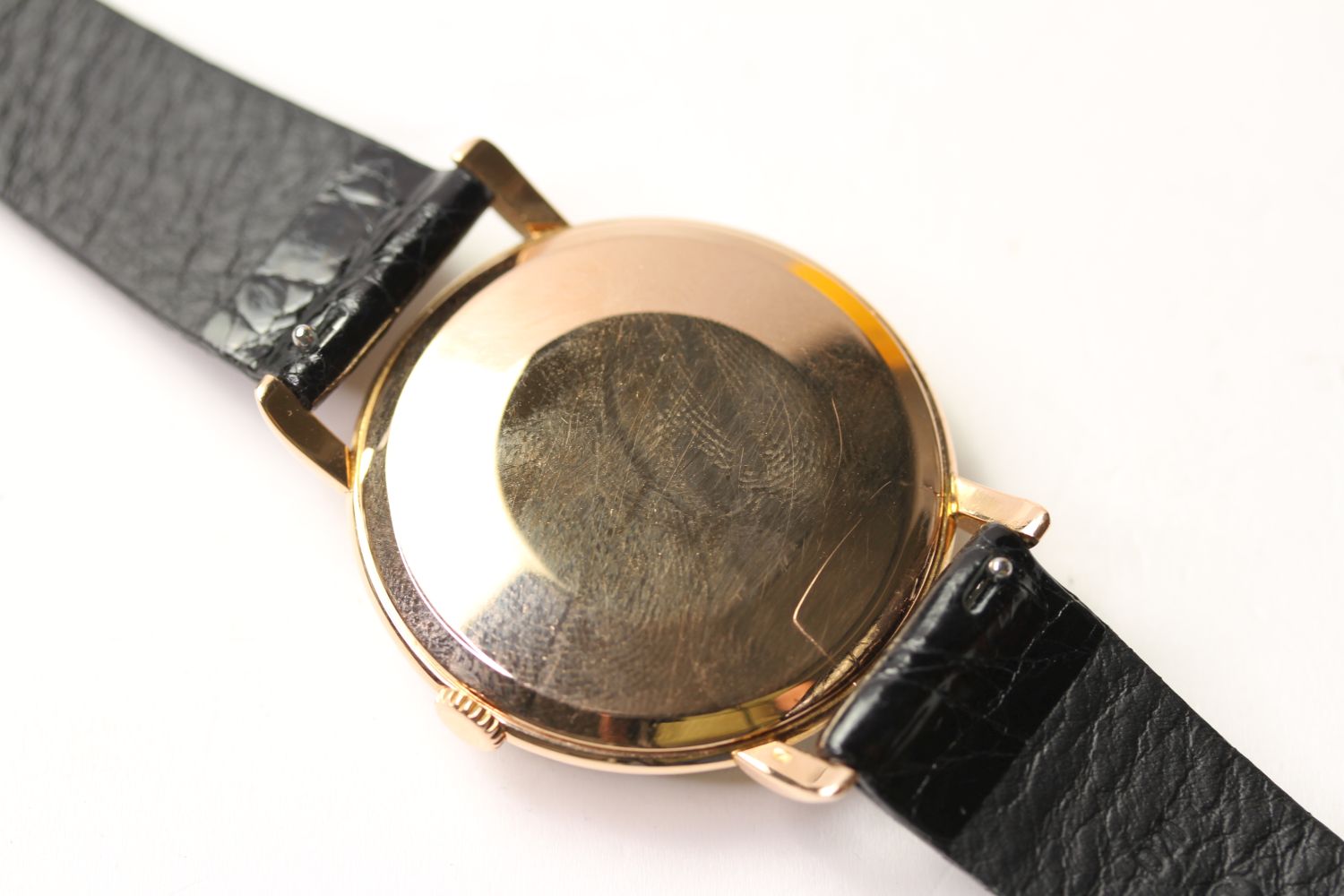 VINTAGE 18CT ROSE GOLD IWC SCHAFFHAUSEN DRESS WATCH, circular black dial, rose gold hour markers and - Image 2 of 4