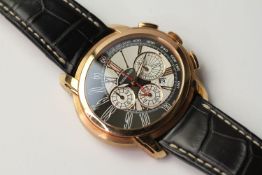 GENTLEMAN'S AUDEMARS PIGUET MILLENARY CHRONOGRAPH 18CT ROSE GOLD, oval dial with grey tachometer