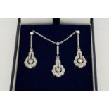Diamond Set Pendant & Earring Set, comprising drop earrings for pierced ears