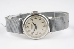 GENTLEMENS LONGINES WRISTWATCH CIRCA 1940, circular patina dial with black arabic numeral hour