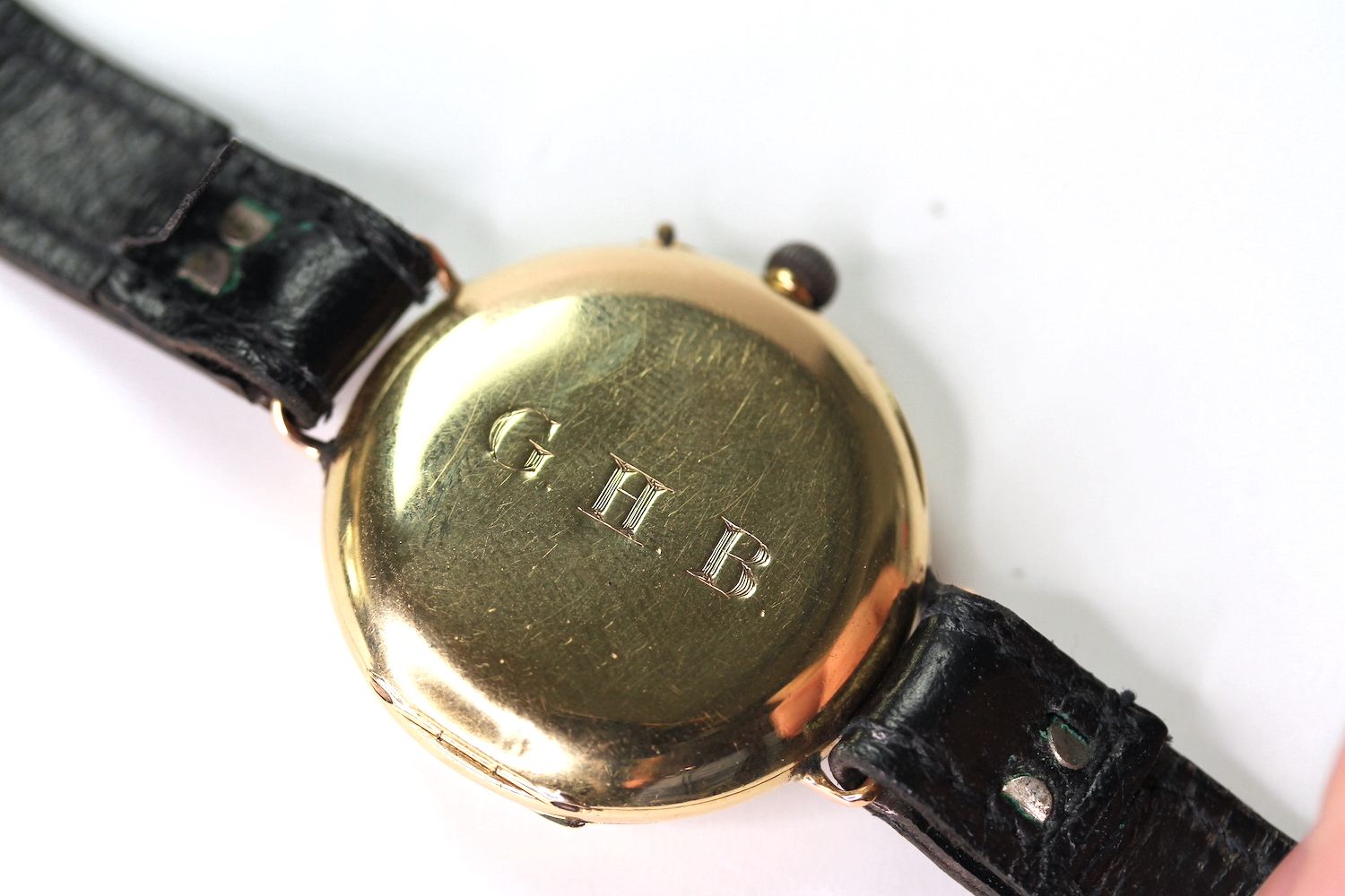 Vintage Stauffer & Co International Watch Company 18ct Gold Trench Watch, circular dial with roman - Image 2 of 5