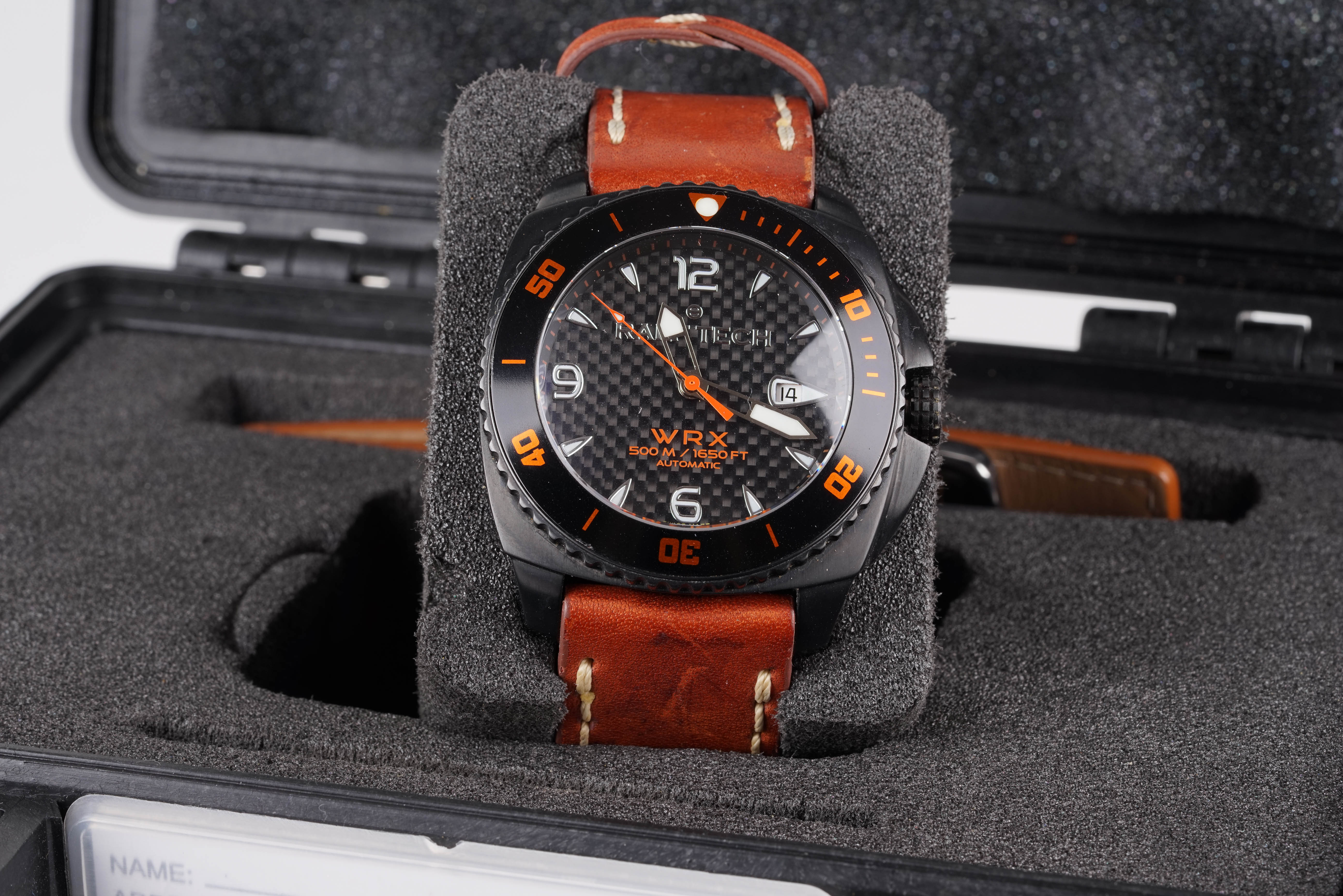 GENTLEMENS RALF TECH WRX AUTOMATIC WRISTWATCH W/ BOX & PAPERWORK, circular black dial with large - Image 2 of 2