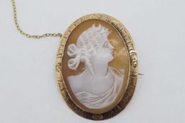 Detailed Gold Rimmed Cameo, marked 9ct yellow gold,