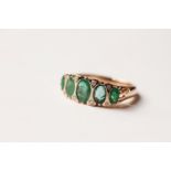 Emerald & Diamond Ring, set with 5 oval cut natural emeralds totalling 2.01ct, 8 round brilliant cut