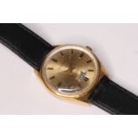 1960s CARAVELLE AUTOMATIC WRIST WATCH, circular champagne dial with baton hour markers, day and date