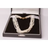 7 Strand Freshwater White Pearl Necklace, 9ct yellow gold clasp, approximate length 16.5 inches