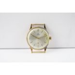 GENTLEMENS TUDOR 9CT GOLD WRISTWATCH, circular silver dial with gold hour markers and hands,