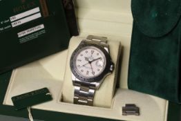 ROLEX EXPLORER 2 REFERENCE 16570 WITH BOX AND PAPERS 2008, circular white dial with applied hour