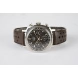 GENTLEMENS HEUER CAMARO CHRONOGRAPH WRISTWATCH, circular chocolate triple register dial with cream