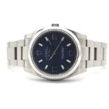 GENTLEMAN'S ROLEX OYSTER PERPETUAL AIR-KING 34MM BLUE, REF. 114200, JUNE 2009 BOX AND PAPERS,