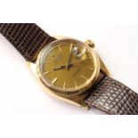 VINTAGE ROLEX OYSTER PERPETUAL DATE 18CT REFERENCE 6534, circular brown dial with baton hour