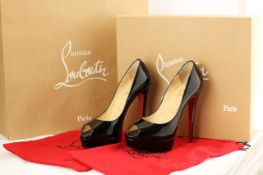 BLACK LOUBOUTIN PEEP-TOE HEELS