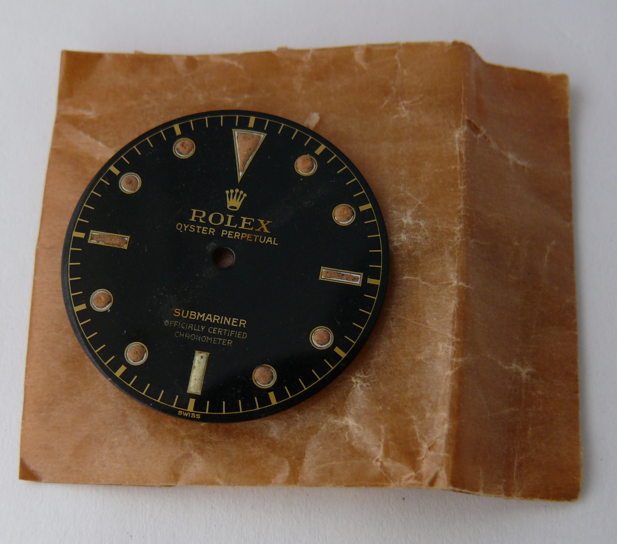 ROLEX SUBMARINER DIAL OFFICIALLY CERTIFIED CHRONOMETER REF 5508 CIRCA 1950s, gloss dial with gilt - Image 8 of 9