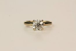 Solitaire Diamond Ring, set with 1 round brilliant cut diamond, 4 claw set, 14ct white gold band,