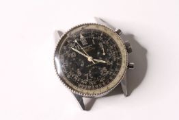 BREITLING NAVITIMER CHRONOGRAPH REFERENCE 806, circular black dial with triple register, white hands