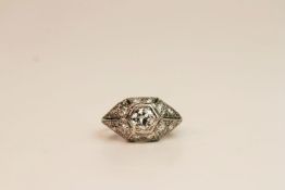Art Deco Diamond Set Bombe Ring, centre diamond be