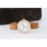 GENTLEMENS MAPPIN 9CT GOLD WRISTWATCH W/ BOX CIRCA 1924, circular white dial with arabic numeral