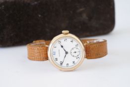 GENTLEMENS MAPPIN 9CT GOLD WRISTWATCH W/ BOX CIRCA 1924, circular white dial with arabic numeral