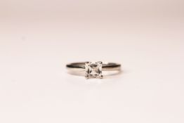 Diamond Solitaire Ring, set with a square crisscut diamond 1.04ct, colour G, clarity VS2, 4 claw