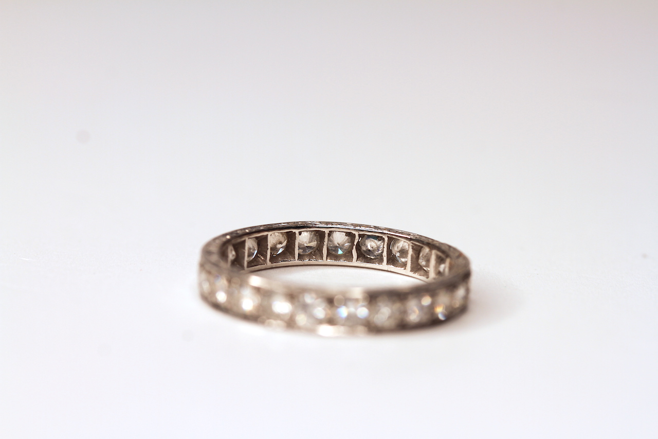 PLATINUM DIAMOND ETERNITY RING, estimated 1.20ct total, stamped platinum, total weight 5.30gms, ring - Image 2 of 2