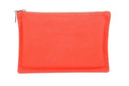 Hermes Yachting PM Hand Pouch, canvas coral coloured puch, W 220 x H 150 x D 8mm, Hermes Zip and