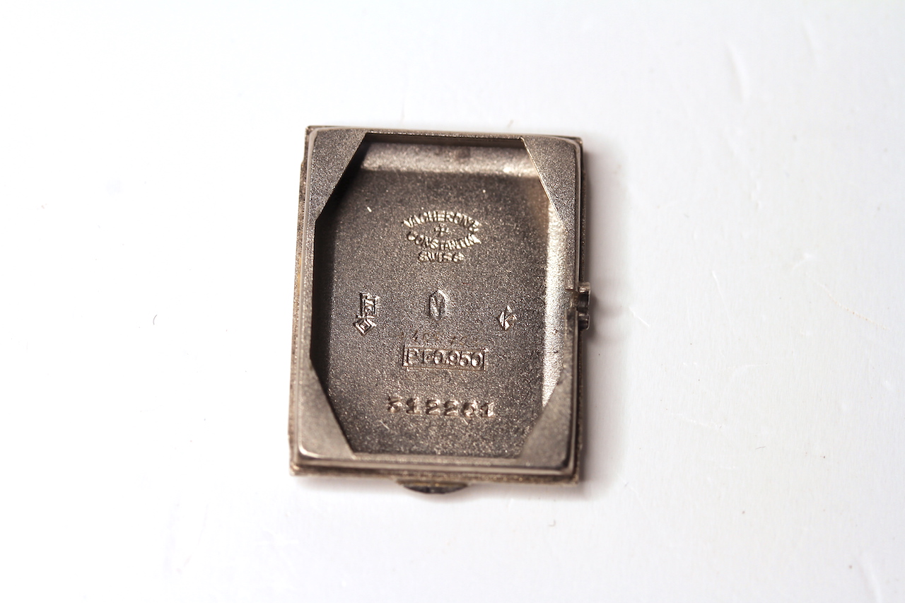 A RARE GENTLEMEN'S PLATINUM VACHERON & CONSTANTIN WRISTWATCH, silver dial with original diamond - Image 3 of 4