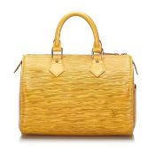 Louis Vuitton Epi Speedy 25 Boston Bag, the Speedy 25 features an epi leather body, rolled