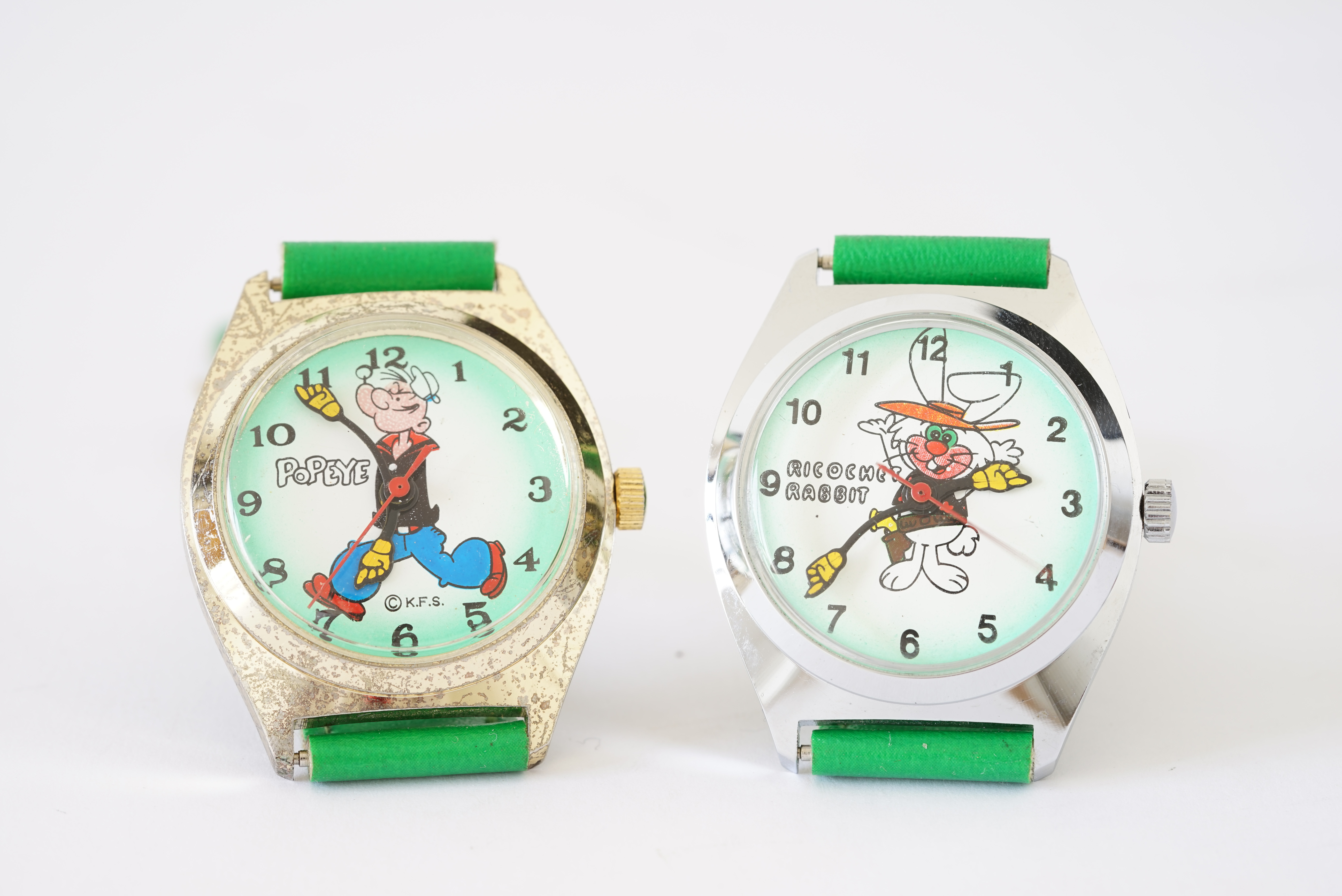 PAIR OF CARTOON CHARACTER WRISWATCHES INCL POPEYE, two 1970s cartoon wristwatches, a popeye and
