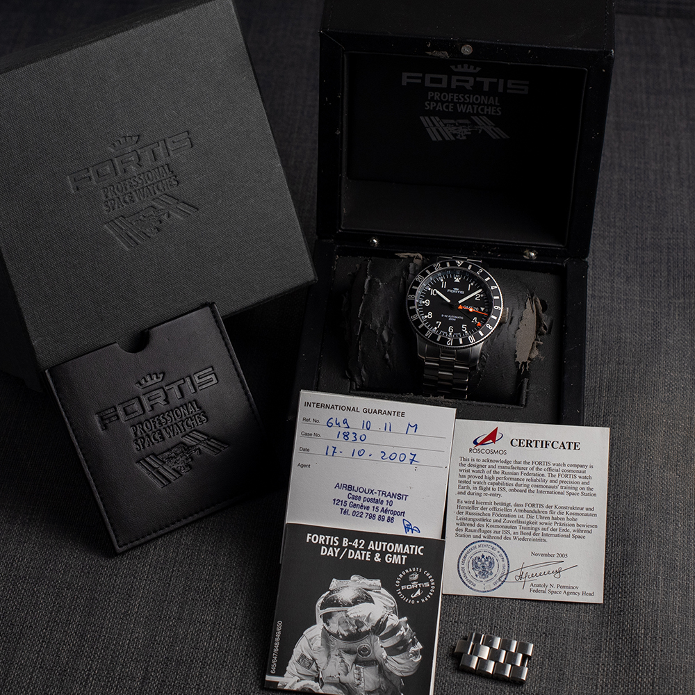 GENTLEMAN'S FORTIS B-42 COSMONAUT GMT 3 TIME ZONE, REF. 649.10.11M, OCTOBER 2007 BOX AND PAPERS, - Image 3 of 9