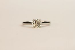 Certificated 18ct white gold round brilliant cut diamond solitaire ring. Diamond 0.94ct. Cert no.