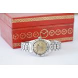 LADIES RODANIA WATERMAN DIVERS WATCH W/ BOX, circular patina dial with hour markers and hands,