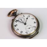 VINTAGE ZENITH ALARM POCKET WATCH, circular white dial with arabic numeral hour markers, subsidary