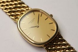 GENTLEMENS 18CT YELLOW GOLD PATEK PHILIPPE JUMBO GOLDEN ELLIPSE REF 3738/117 WITH PATEK ARCHIVE