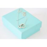 TIFFANY & CO 925 STERLING SILVER 1837 TWIN RING PENDANT & CHAIN NECKLACE, 925 sterling silver 1837