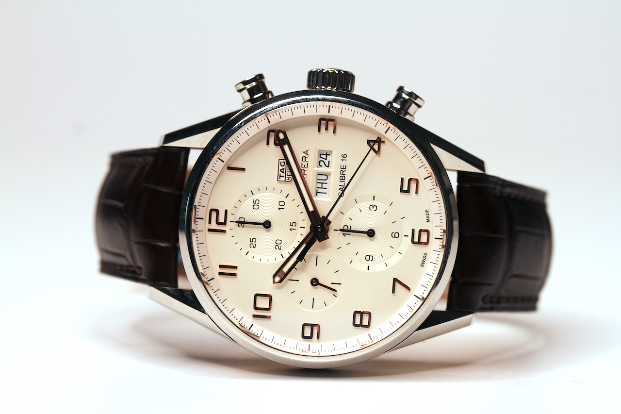 GENTLEMEN'S TAG HEUER CARRERA REFERENCE CV2A1AC W/BOX + PAPERS, cream dial, rose gold arabic - Image 2 of 4