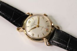 VINTAGE JULES JURGENSEN 14CT YELLOW GOLD AUTOMATIC WRISTWATCH, circular silver dial with hour
