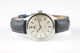 GENTLEMENS IWC YACHT CLUB AUTOMATIC DATE WRISTWATCH, circular patina dial with applied stick hour