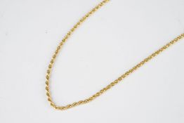 9CT GOLD ROPE CHAIN, gross weight is 1.77g.