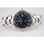 GENTLEMENS TAG HEUER LINK DATE WRISTWATCH, circular two tone dial with applied silver hour markers