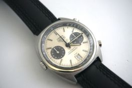 VINTAGE 1970s HEUER CARRERA AUTOMATIC CHRONOGRAPH REFERENCE 110.253 WITH TAG HEUER SERVICE CARD,