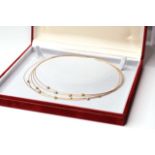 Diamond Set 5 Strand Wire Collar Necklace, set with 11 round brilliant cut diamonds, 18ct yellow