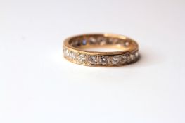 18CT NEARLY FULL ETERNITY RING WITH 2 DIAMONDS REPLACED WITH GOLD SIZING GAP, estimated 21 x 0.