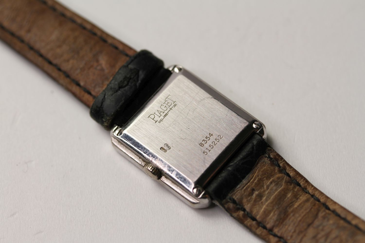 LADIES 18K WHITE GOLD VINTAGE PIAGET REF 8354 CIRCA 1999, rectangular black dial with silver sword - Image 2 of 2